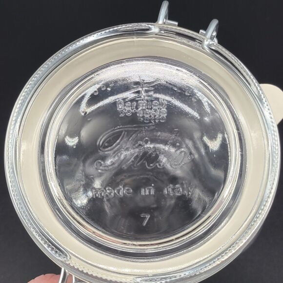 Fido Bormioli Rocco Wire Hinged Clear Glass 1L Jar Made in Italy - Picture 3 of 6